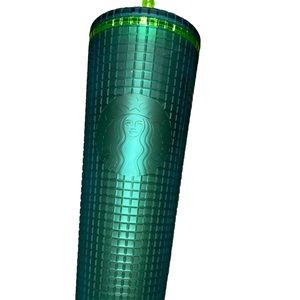 Starbucks 2022 Green/Blue Grid Studded 24oz Tumbler Cup Mountain Dew cup